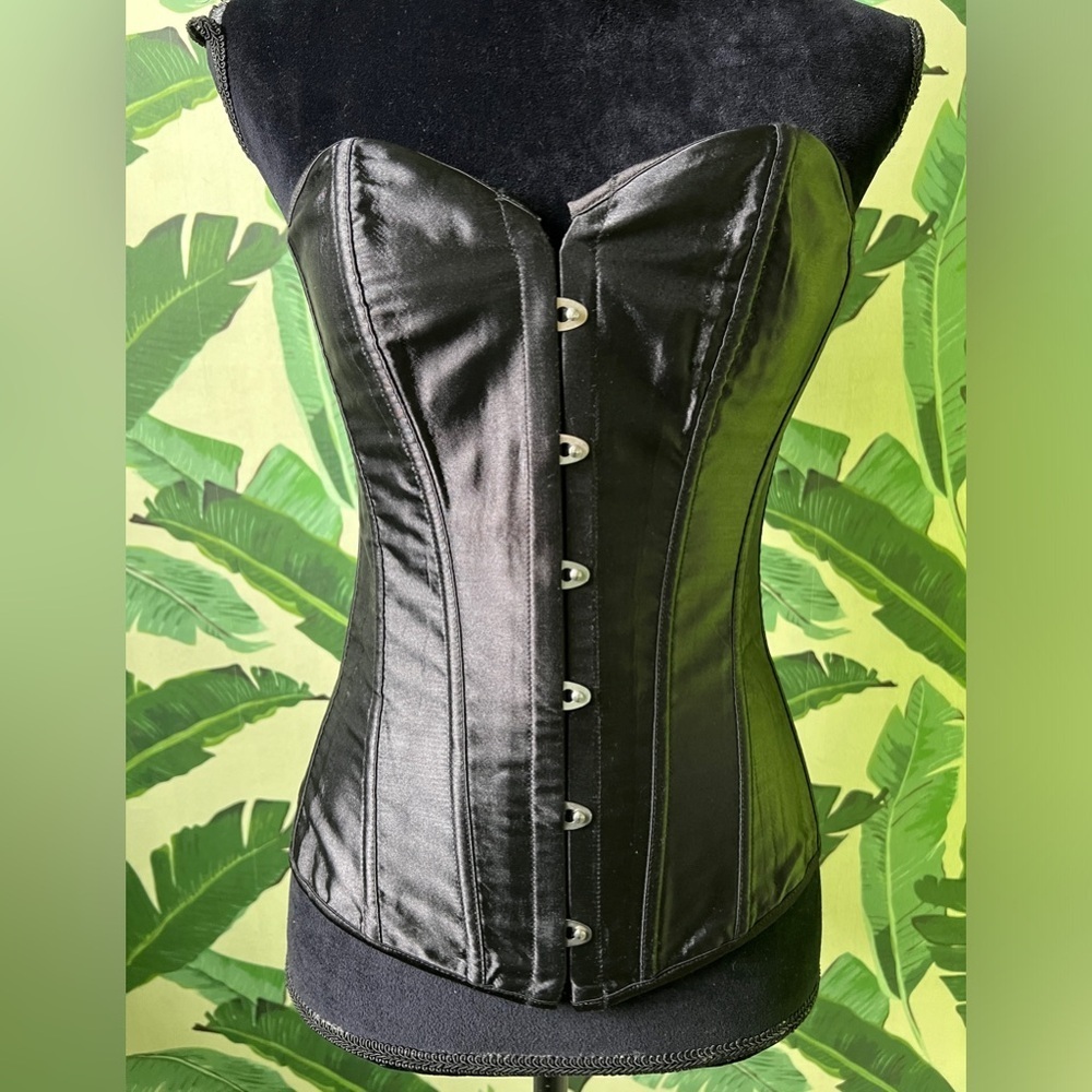 Boutique Womens Black Lace Back Strapless Corset Bustier Small - Picture 5 of 8